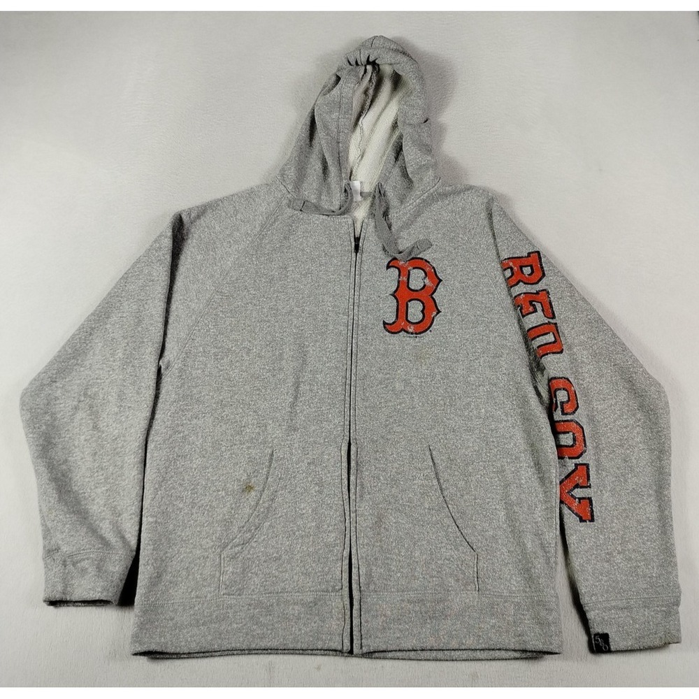 Boston‎ Red Sox Hoodie Womens Large Gray MLB Baseball 5th & Ocean Distressed